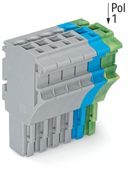 Connecteur femelle pour 1 conducteur gris/bleu/ja-ve
