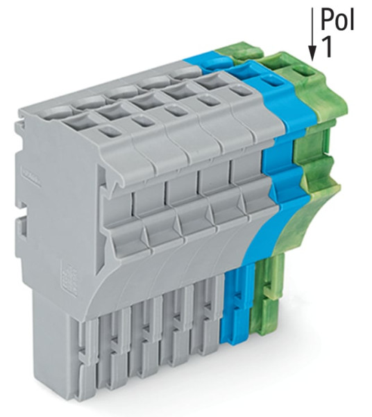 Connecteur femelle pour 1 conducteur gris/bleu/ja-ve