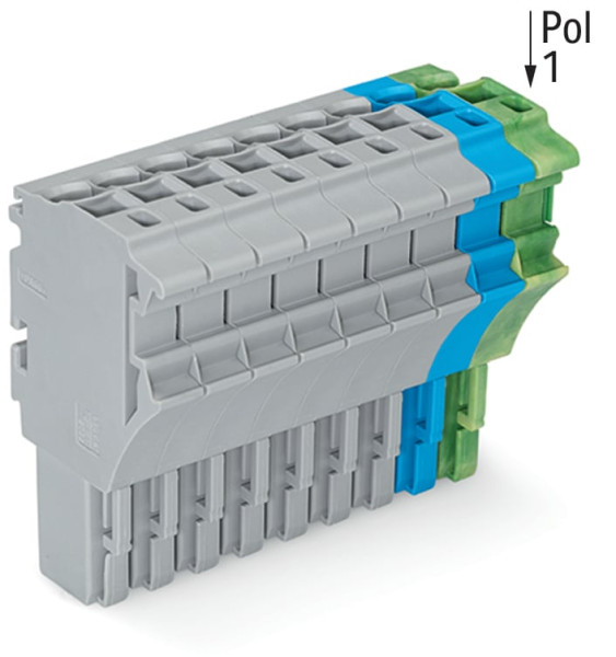 Connecteur femelle pour 1 conducteur gris/bleu/ja-ve