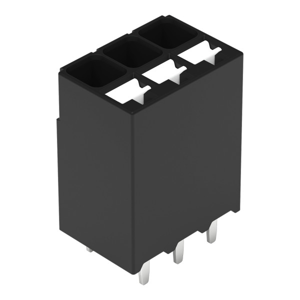 Borne pour circuits imprimés thr bouton-poussoir 1,5mm² pas3.5mm 3 pôles, noir