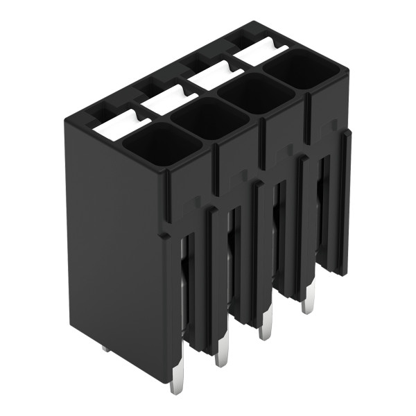 Borne pour circuits imprimés thr bouton-poussoir 1,5mm² pas3.5mm 4 pôles, noir