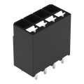 Borne pour circuits imprimés thr bouton-poussoir 1,5mm² pas3.5mm 4 pôles, noir