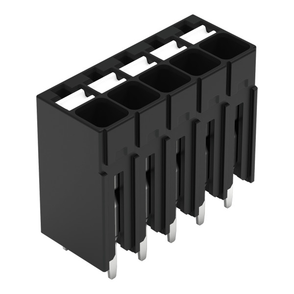 Borne pour circuits imprimés thr bouton-poussoir 1,5mm² pas3.5mm 5 pôles, noir
