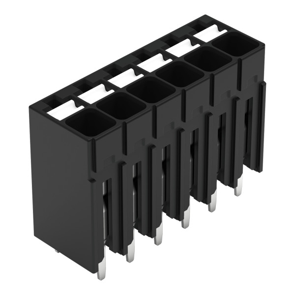 Borne pour circuits imprimés thr bouton-poussoir 1,5mm² pas3.5mm 6 pôles, noir