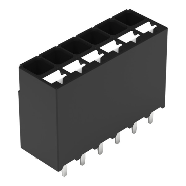 Borne pour circuits imprimés thr bouton-poussoir 1,5mm² pas3.5mm 6 pôles, noir