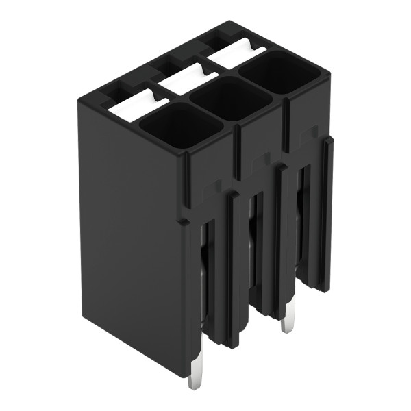 Borne pour circuits imprimés thr bouton-poussoir 1,5mm² pas3.5mm 3 pôles, noir