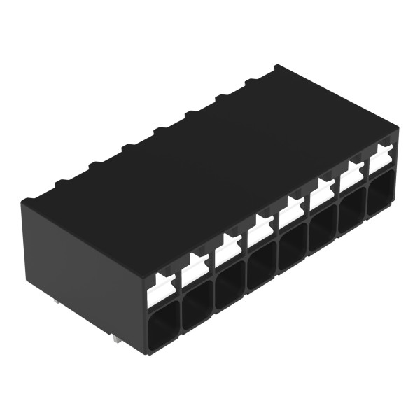 Borne pour circuits imprimés thr bouton-poussoir 1,5mm² pas3.5mm 8 pôles, noir