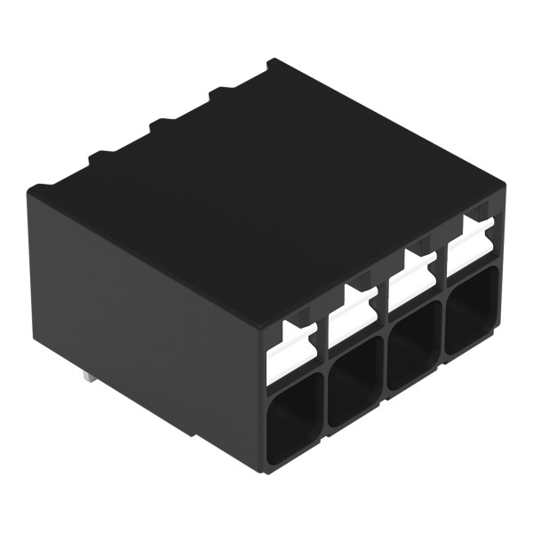 Borne pour circuits imprimés thr bouton-poussoir 1,5mm² pas3.5mm 4 pôles, noir