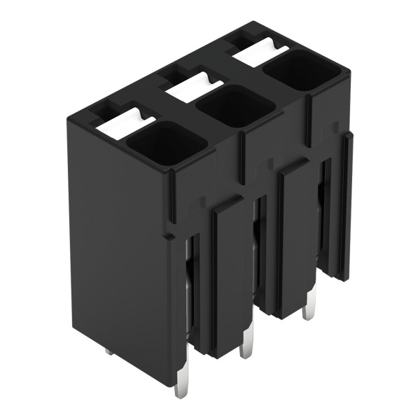 Borne pour circuits imprimés thr bouton-poussoir 1,5mm² pas 5mm 3 pôles, noir