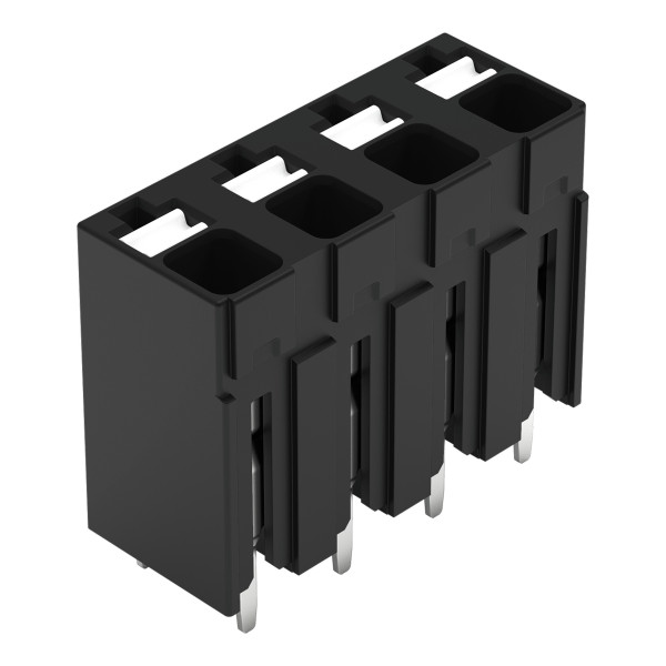 Borne pour circuits imprimés thr bouton-poussoir 1,5mm² pas 5mm 4 pôles, noir