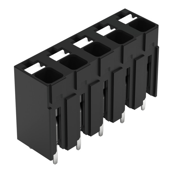 Borne pour circuits imprimés thr bouton-poussoir 1,5mm² pas 5mm 5 pôles, noir