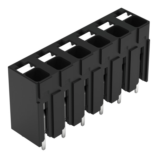 Borne pour circuits imprimés thr bouton-poussoir 1,5mm² pas 5mm 6 pôles, noir