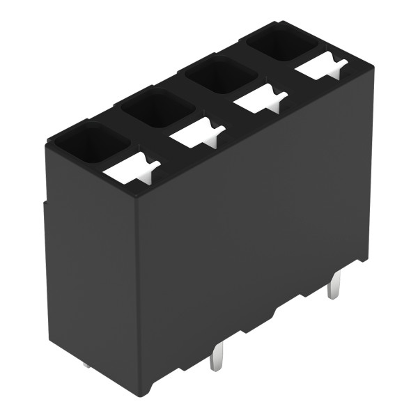 Borne pour circuits imprimés thr bouton-poussoir 1,5mm² pas 5mm 4 pôles, noir