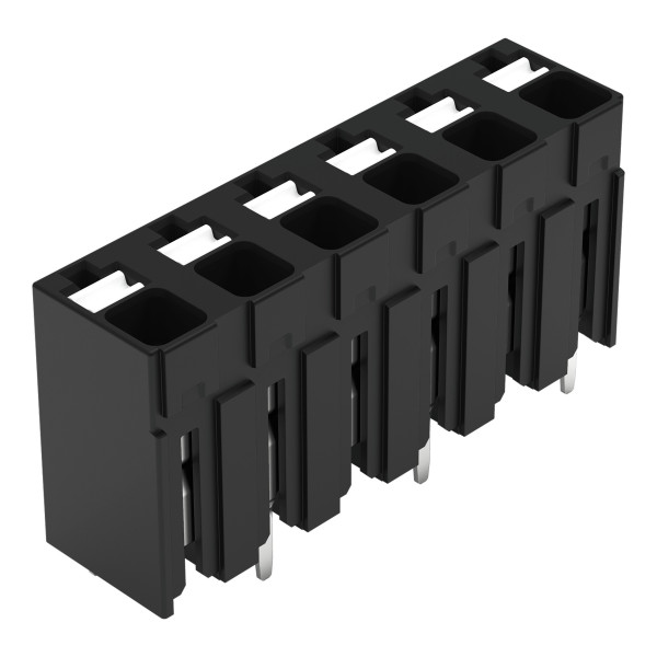 Borne pour circuits imprimés thr bouton-poussoir 1,5mm² pas 5mm 6 pôles, noir