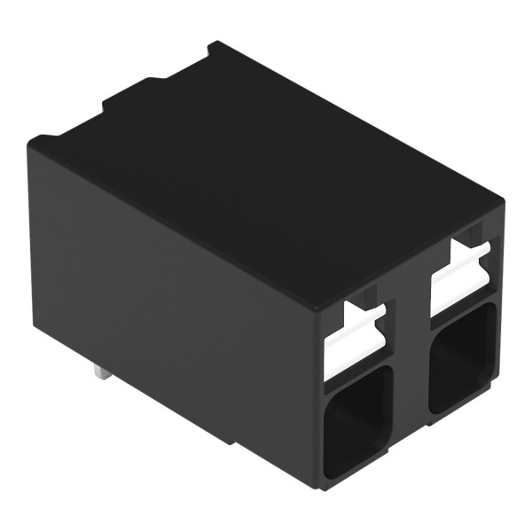 Borne pour circuits imprimés thr bouton-poussoir 1,5mm² pas 5mm 2 pôles, noir