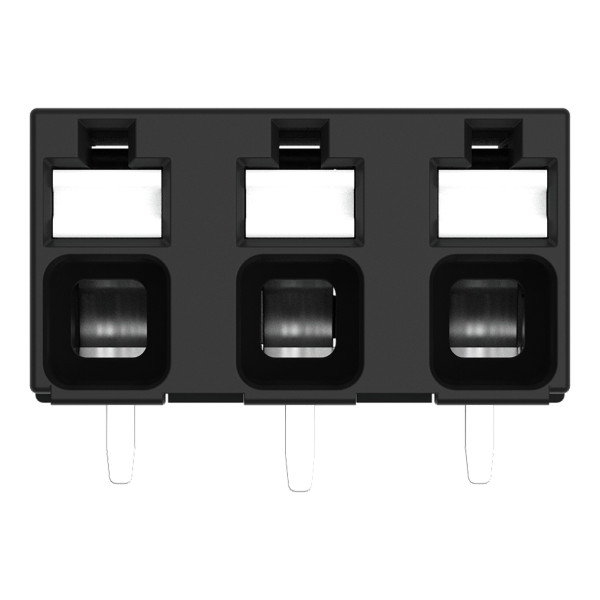 Borne pour circuits imprimés thr bouton-poussoir 1,5mm² pas 5mm 3 pôles, noir