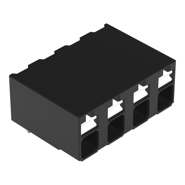 Borne pour circuits imprimés thr bouton-poussoir 1,5mm² pas 5mm 4 pôles, noir