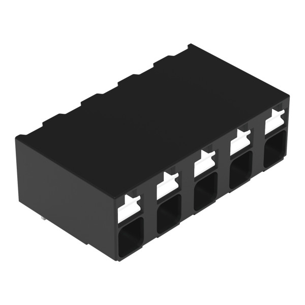 Borne pour circuits imprimés thr bouton-poussoir 1,5mm² pas 5mm 5 pôles, noir