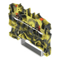 Borne de passage pour 2 conducteurs avec poussoir 1,5mm², gris foncé-jaune