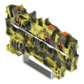Borne de passage pour 3 conducteurs avec poussoir 1,5mm², gris foncé-jaune