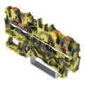 Borne de passage pour 4 conducteurs avec poussoir 1,5mm², gris foncé-jaune