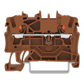 Borne de passage pour 2 conducteurs avec poussoir 2,5mm², marron