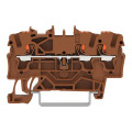 Borne de passage pour 3 conducteurs avec poussoir 2,5mm², marron