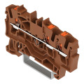 Borne de passage pour 3 conducteurs avec poussoir 2,5mm², marron