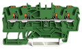 Borne de passage pour 4 conducteurs avec poussoir 2,5mm², vert
