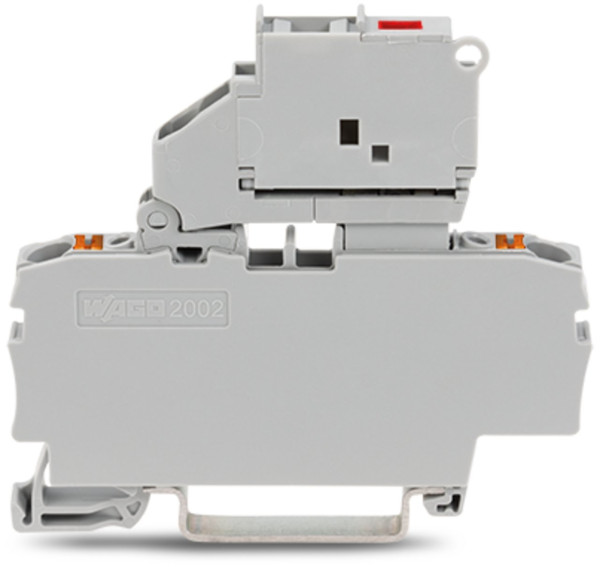 Borne à fusible pour 2 conducteurs avec porte-fusible pivotant avec plaque d'ext