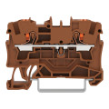 Borne de passage pour 2 conducteurs avec poussoir 4mm², marron