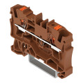 Borne de passage pour 2 conducteurs avec poussoir 4mm², marron