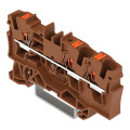 Borne de passage pour 3 conducteurs avec poussoir 4mm², marron