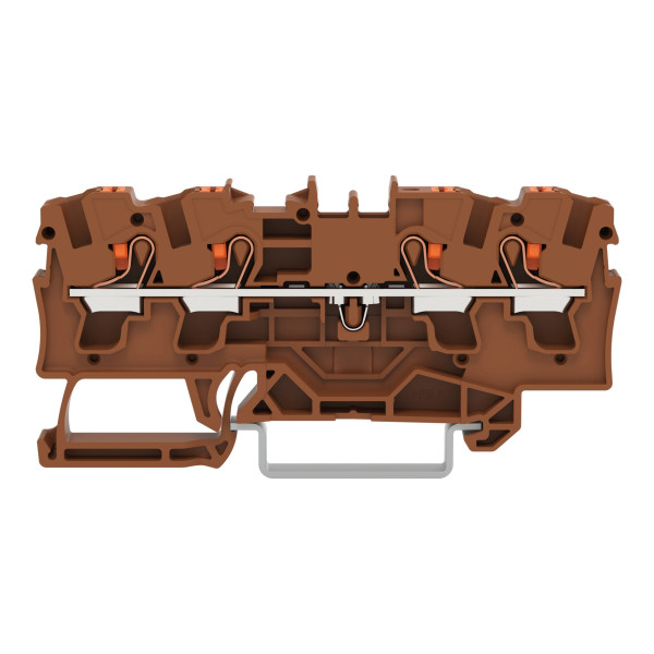Borne de passage pour 4 conducteurs avec poussoir 4mm², marron