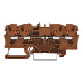 Borne de passage pour 4 conducteurs avec poussoir 4mm², marron