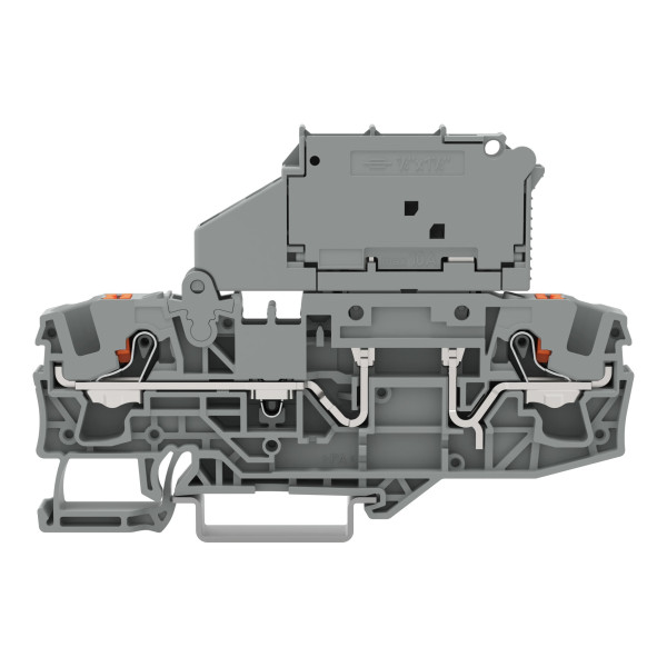 Borne à fusible pour 2 conducteurs avec porte-fusible pivotant; gris