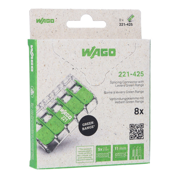 Blister de 8 bornes 221 green 5x4mm²