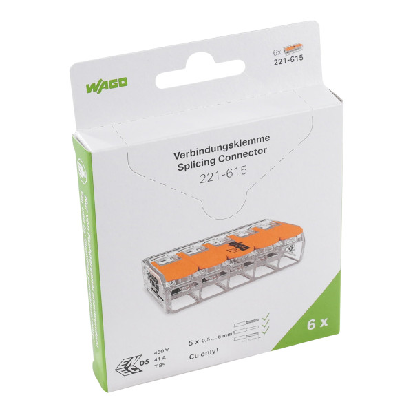 Blister de 6 bornes 221 5x6mm²