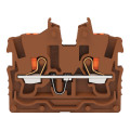 Mini-borne de passage pour 2 conduct avec poussoir 1mm², marron