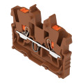 Mini-borne de passage pour 2 conduct avec poussoir 1mm², marron