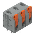 Borne pour circuits imprimés levier 1,5mm² pas7.5mm 3 pôles, gris