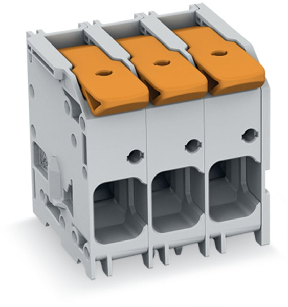 Borne pour circuits imprimés levier 16mm² pas 10mm 6 pôles, gris