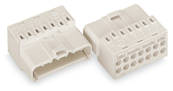 Connecteur mâle pour languette de co avec contact direct de mise à la ter, blanc