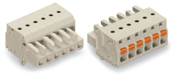 Connecteur femelle pour 1 conducteur 100% protégé contre l'inversion, gris clair