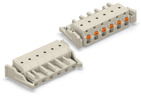 Connecteur femelle pour 1 conducteur 100% protégé contre l'inversion, gris clair
