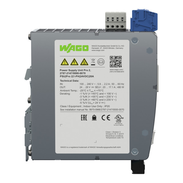 Alimentation à découpage pro 2 monophasée 230 v ac / 24 v dc - 20 a tropicalisée