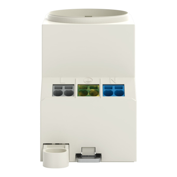 Prise pour armoire, type f (de/nl/at), blanche, led d'état, montage vis et rail