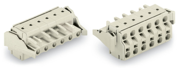 Connecteur femelle pour 2 conducteur 100% protégé contre l'inversion, gris clair