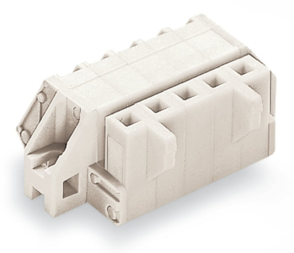 Connecteur femelle coudé avec cage clamp et brides de fixation, pas 5 mm