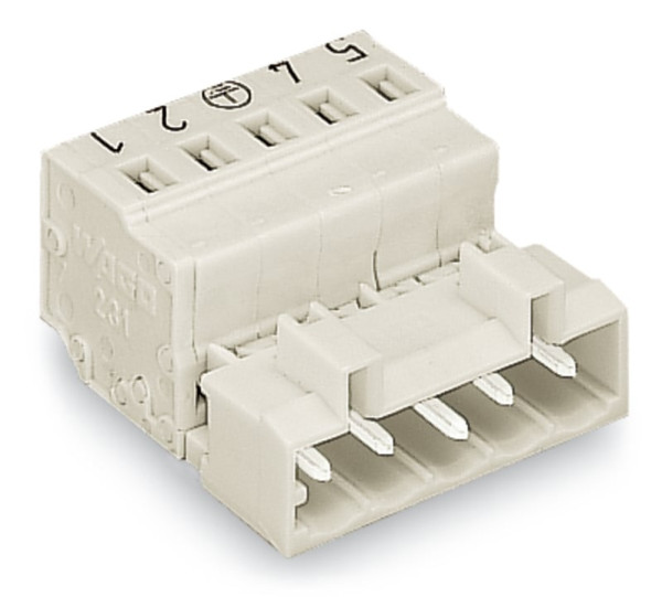 Connecteur mâle détrompé / 5 pôles / avec contact de terre avancé / pas 5 mm / g